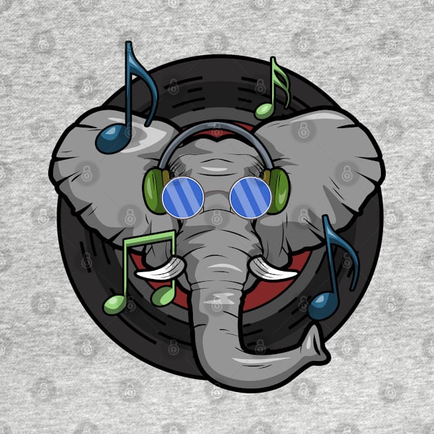 Elephant as Musician with Headphone by Markus Schnabel